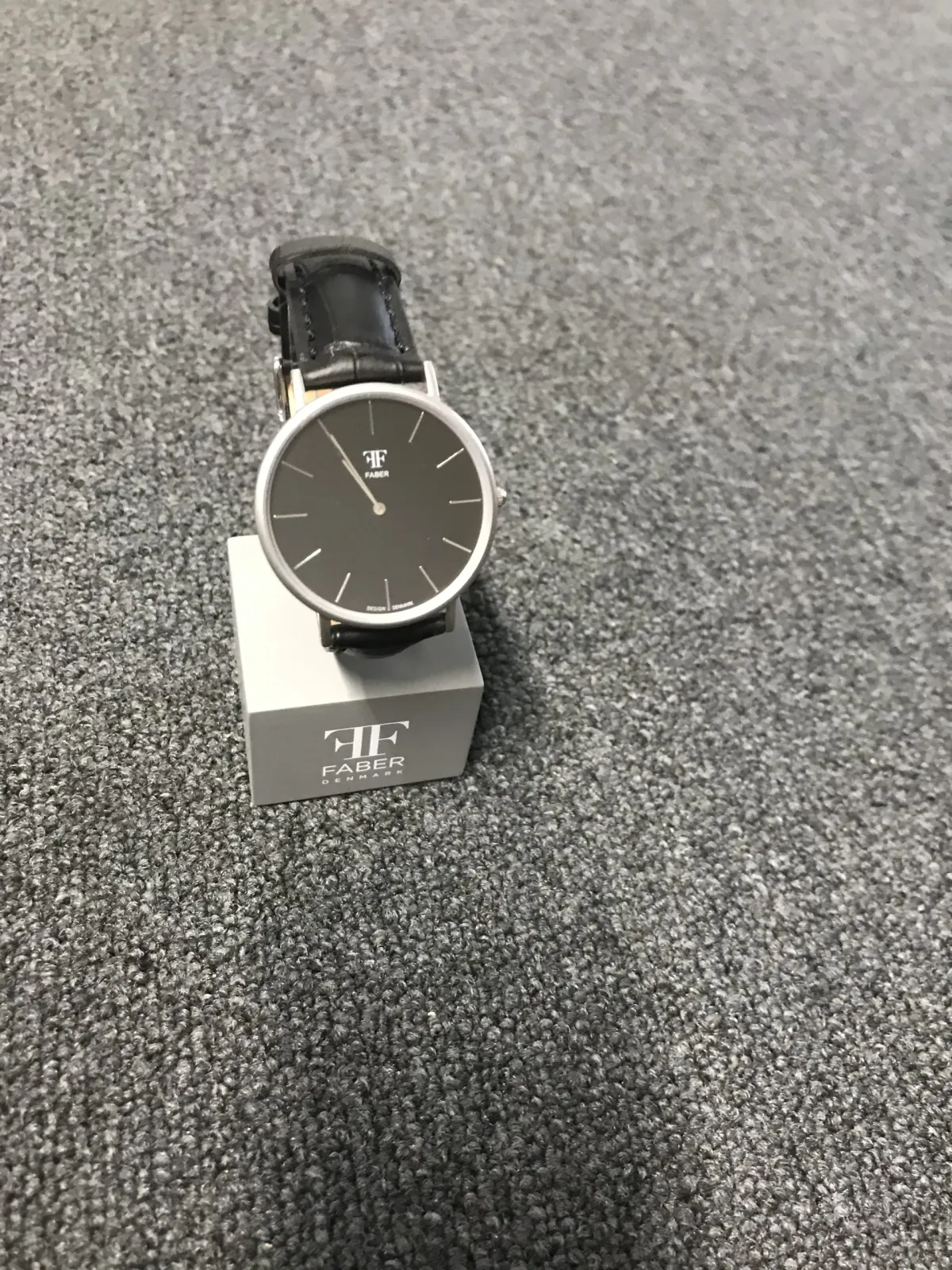 FABER-TIME - Dame Ur - Stål mat m/sort urskive- Sort croco rem