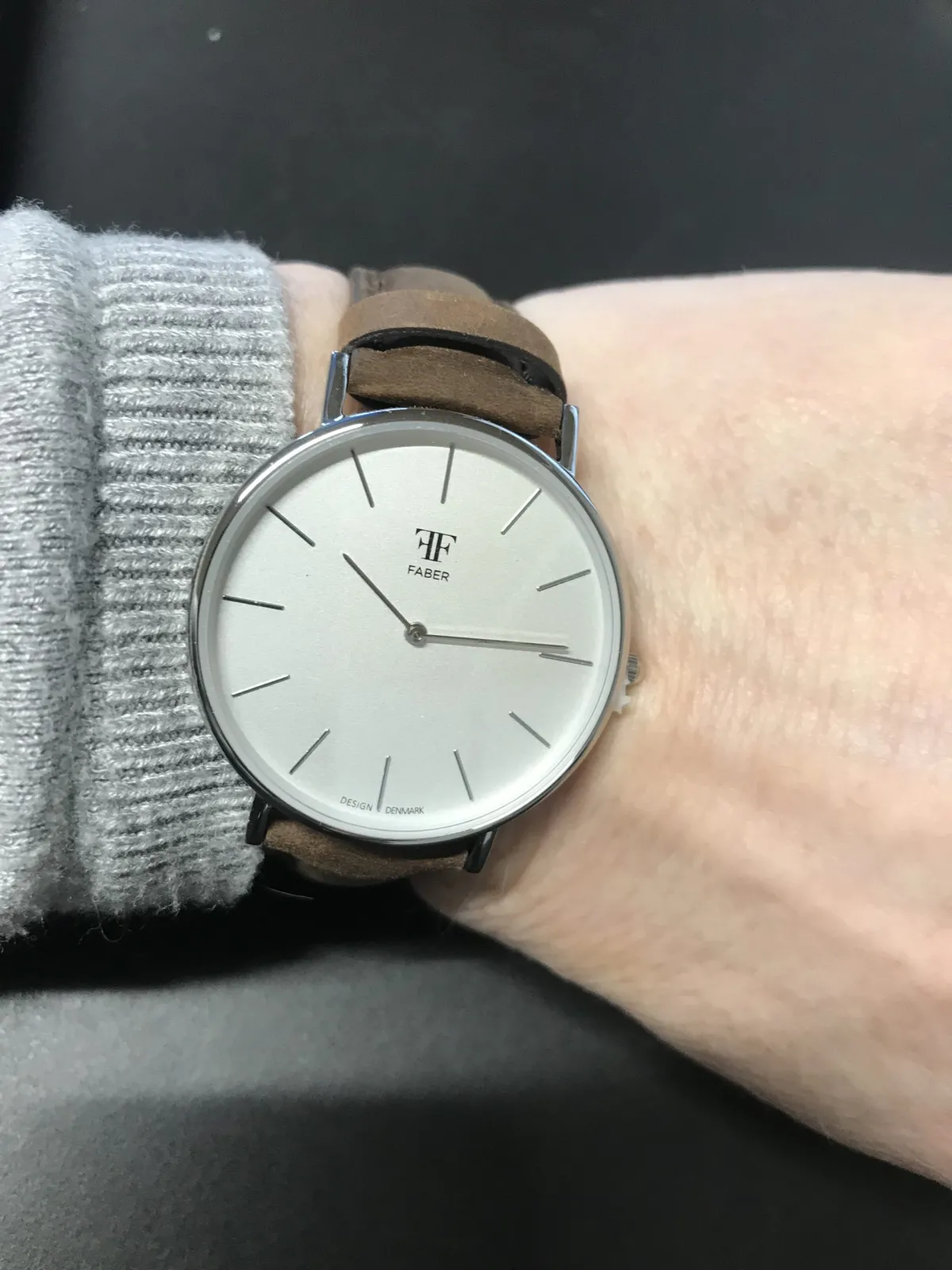 FABER-TIME DAME UR STÅL BLANK M/HVID URSKIVE. VÆLG REM F983/F957