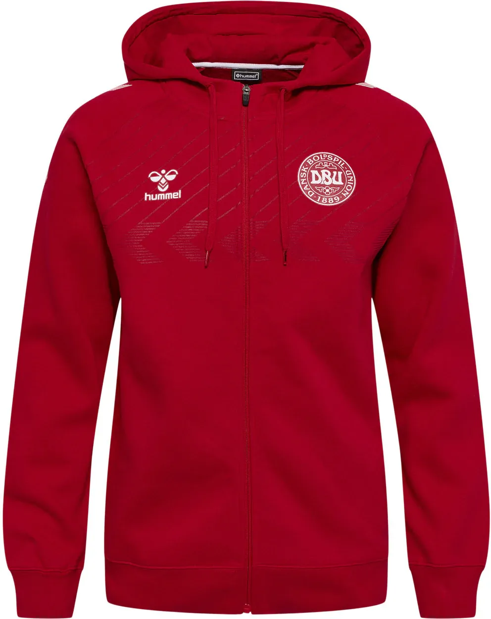 HUMMEL · DBU Danmark Fan Hoodie m/lynlås – Unisex - Rød