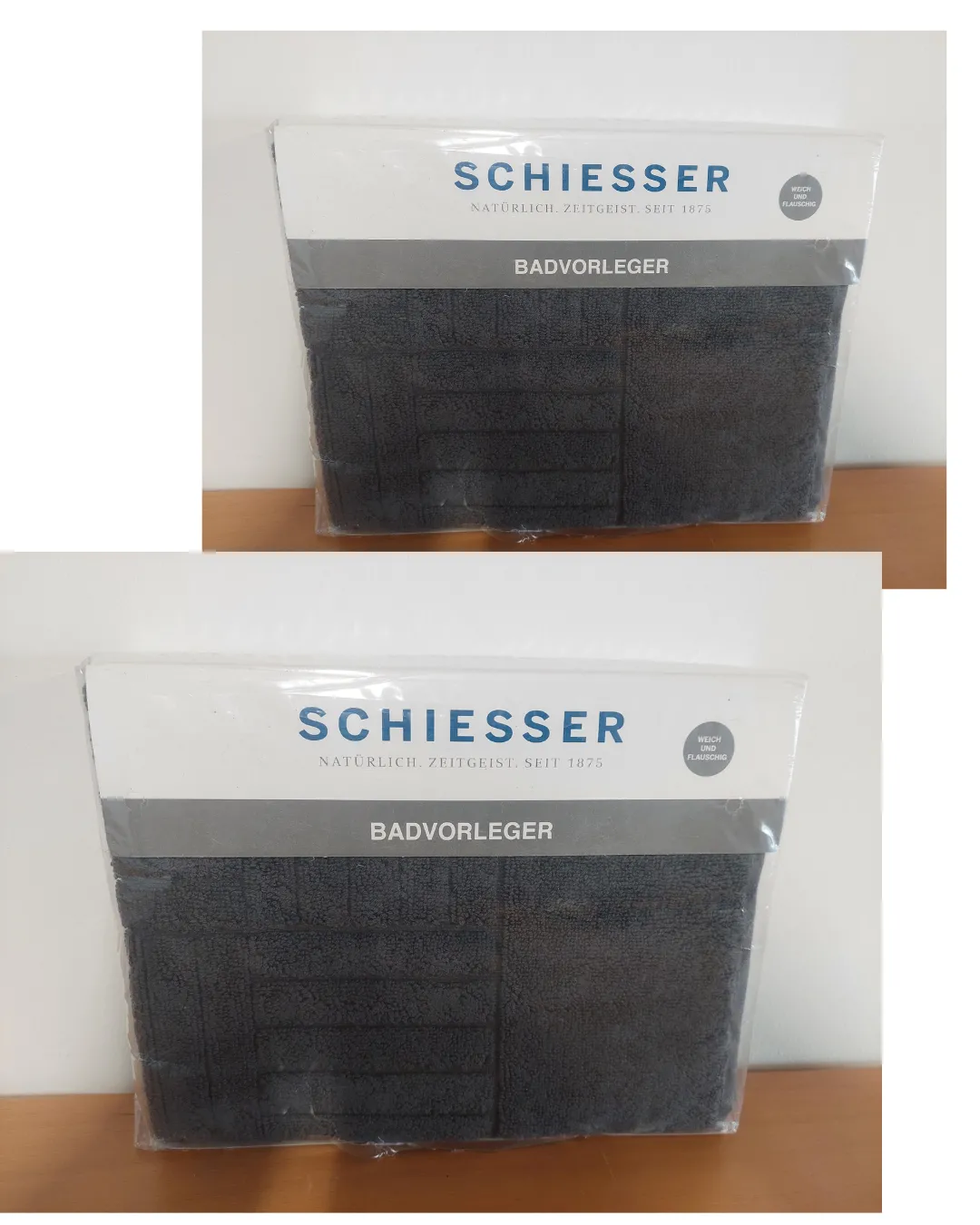 Schiesser Bademåtter 2 stk. 50x80 cm. Mørkegrå 100% OEKO TEX bomuld