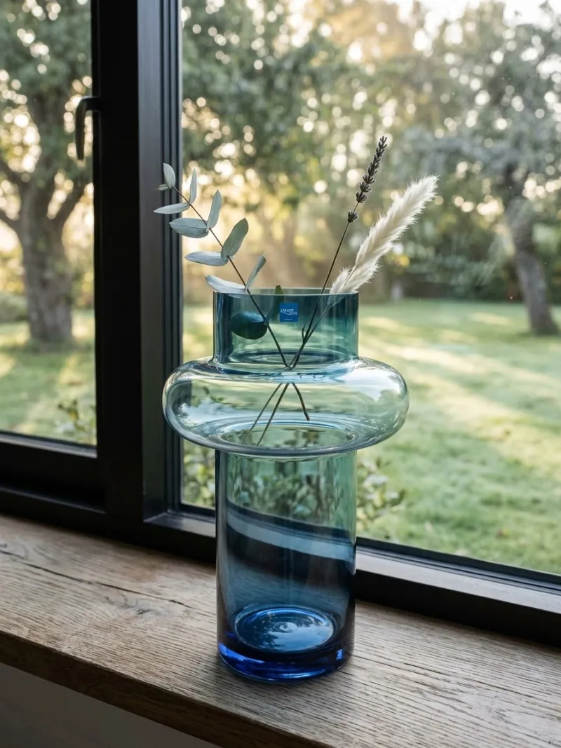 Lyngby Vase Tube 40 cm – Dark Blue Glas