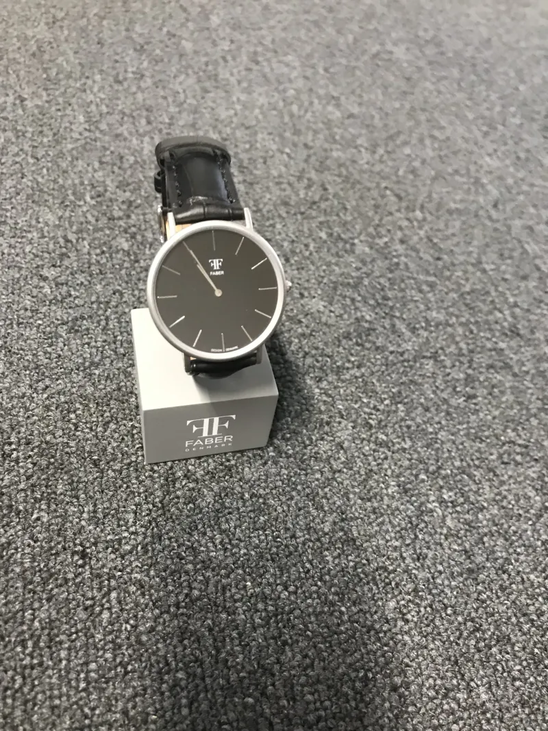 FABER-TIME - Dame Ur - Stål mat m/sort urskive- Sort croco rem