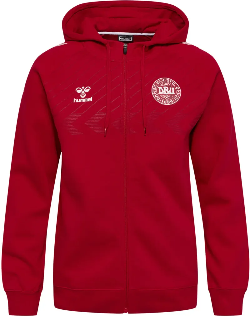 HUMMEL · DBU Danmark Fan Hoodie m/lynlås – Unisex - Rød