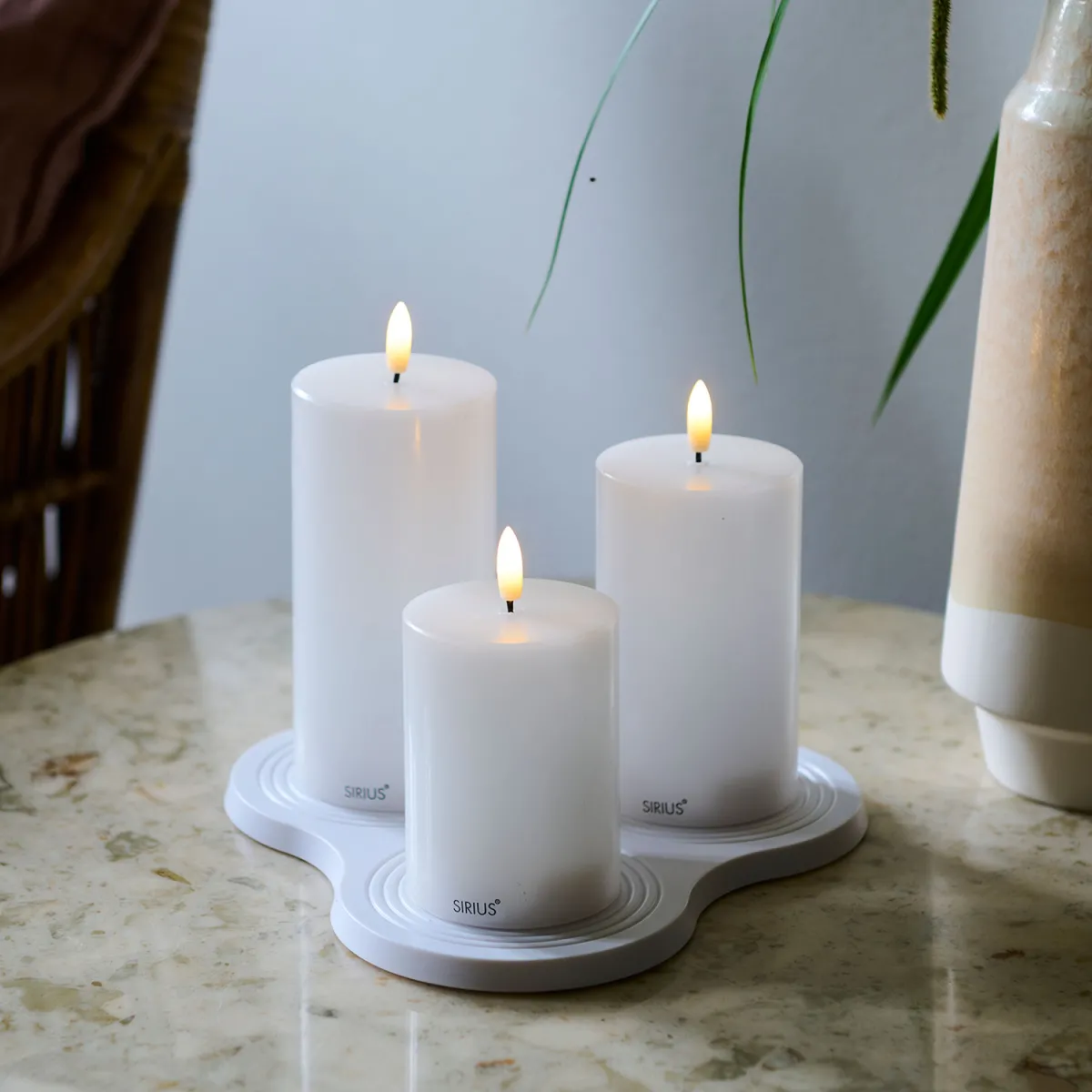 SIRIUS SILLE LYS GENOPLADELIGE LED BLOKLYS 3 STK. INCL. OPLADER + FJERNBETJENING