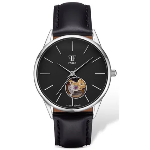 FABER-TIME LYØ - Automatic Black Dial Open Heart 33 mm.