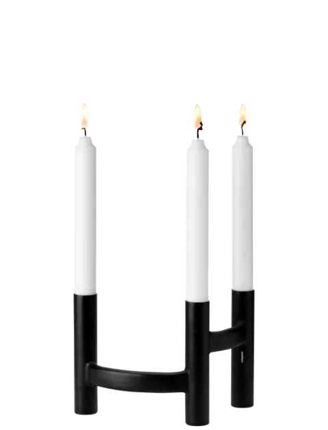 STELTON ORA trearmet lysestage - sort
