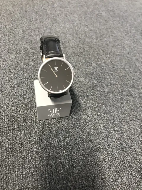 FABER-TIME - Dame Ur - Stål mat m/sort urskive- Sort croco rem