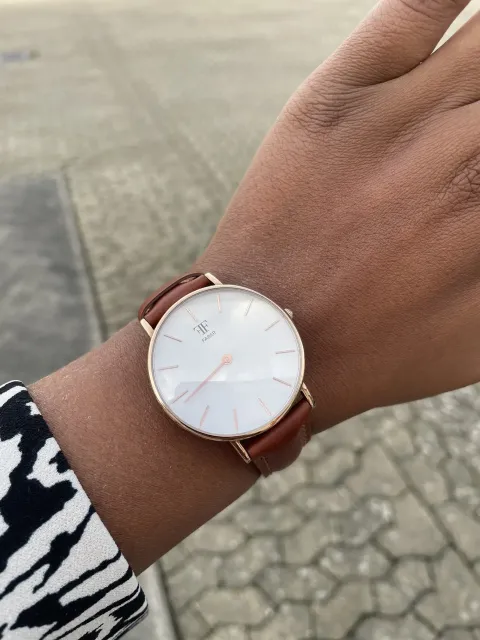 FABER-TIME - Dameur - Rose gold m/hvid urskive - Camel rem