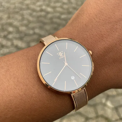 FABER-TIME - Dameur - Rose gold ur m/sort urskive - Rose gold mesh rem
