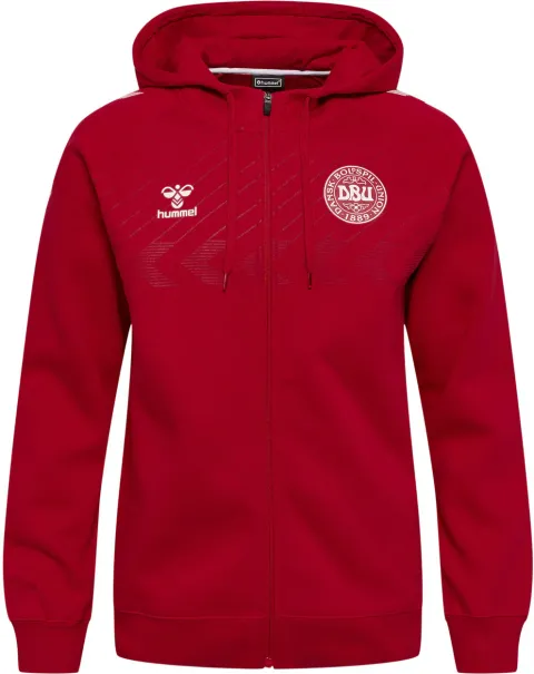HUMMEL · DBU Danmark Fan Hoodie m/lynlås – Unisex - Rød