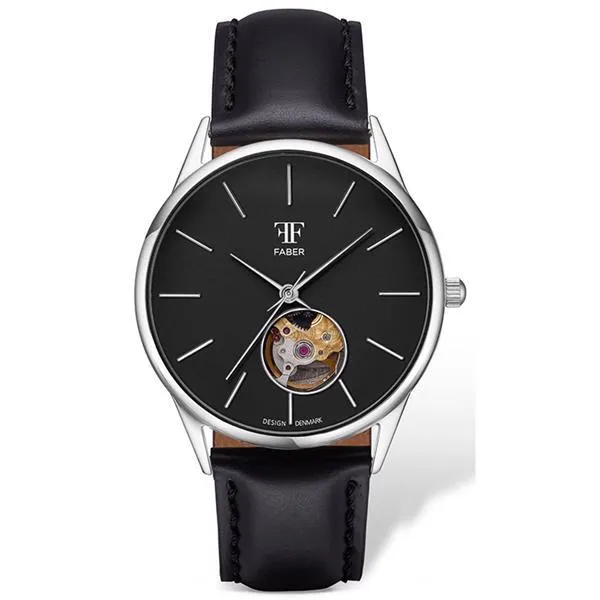 FABER-TIME LYØ - Automatic Black Dial Open Heart 33 mm.
