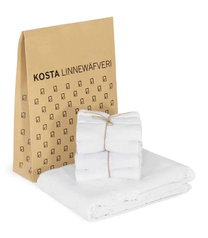 KOSTA LINNEWAFVERI Eliza Dug med 12 servietter - hvid